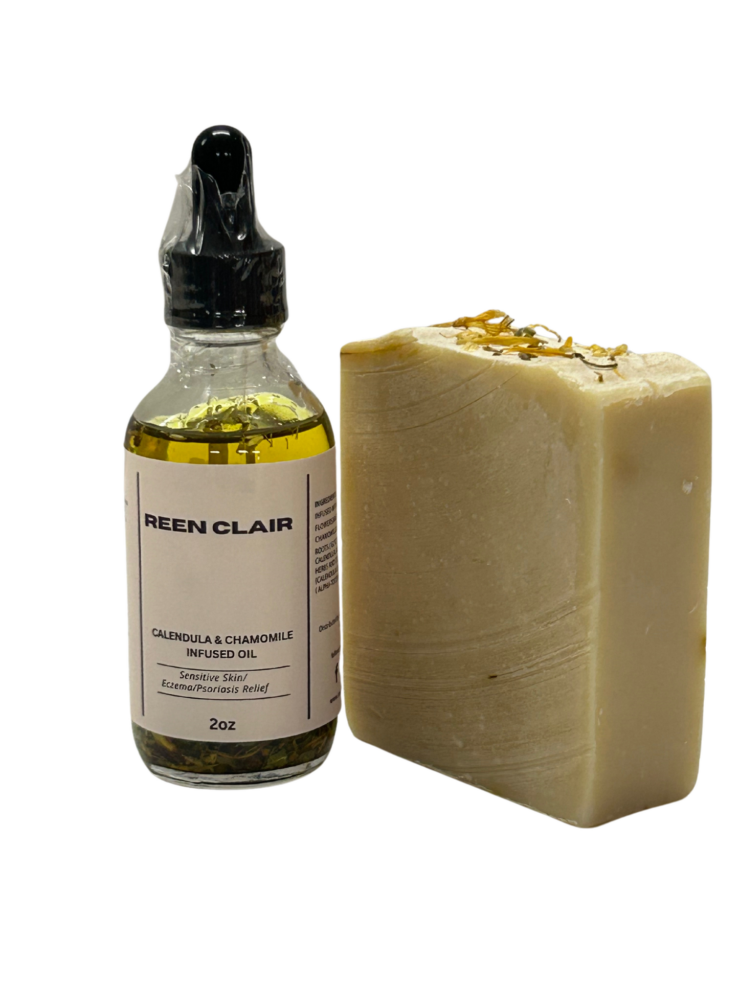 Calendula and Chamomile Infused Oil for Sensitive Skin, Eczema Psoriasis Relief SOAP- COMBO